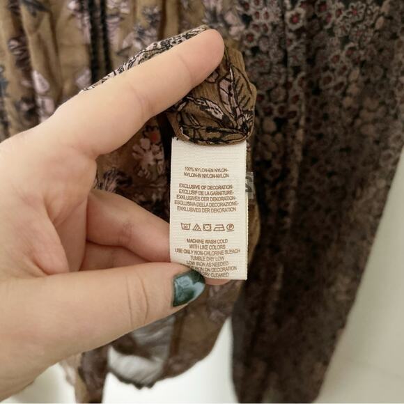 NWT Free People Hendrix Brown Black Sheer Boho Tassel Peasant Top Blouse Size S - Picture 7 of 8